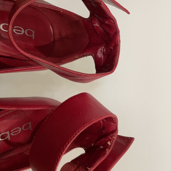HOT! bebe Talin lace-back red peep-toe pumps sz 8 - Picture 7 of 9